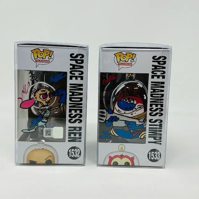 Billy West — Rare Billy West Signed X2 Space Ren And Stimpy Funko Pop Set With Artist Work OC, изображение 2