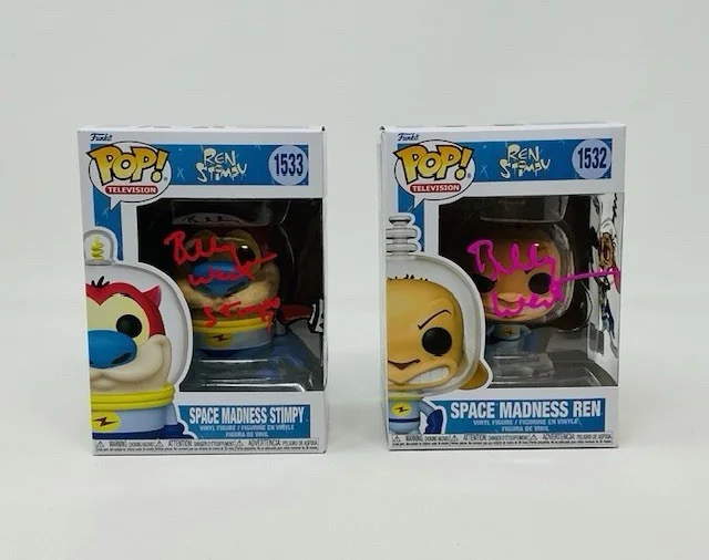 Billy West — Rare Billy West Signed X2 Space Ren And Stimpy Funko Pop Set With Artist Work OC, изображение 3
