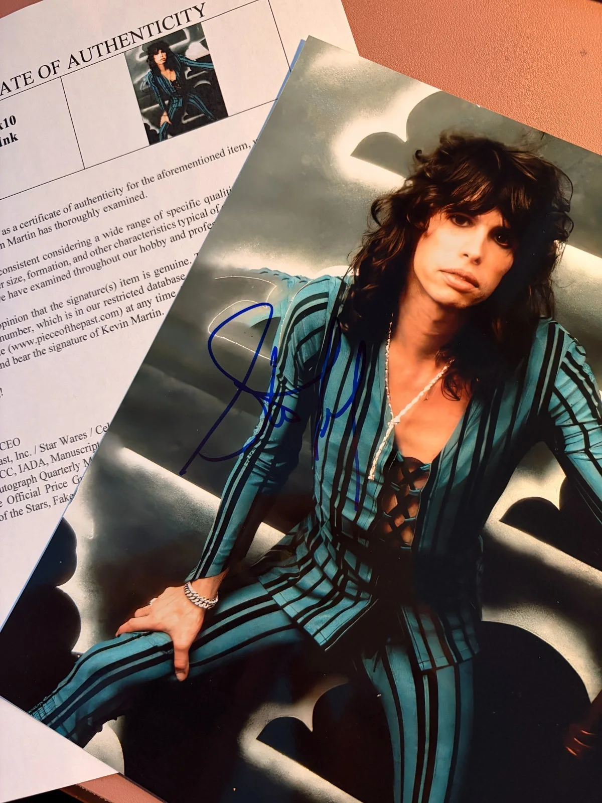 Steven Tyler Signed•Vintage•1990s•8x10 Color Photo Auto w/ Piece of the Past COA, изображение 2