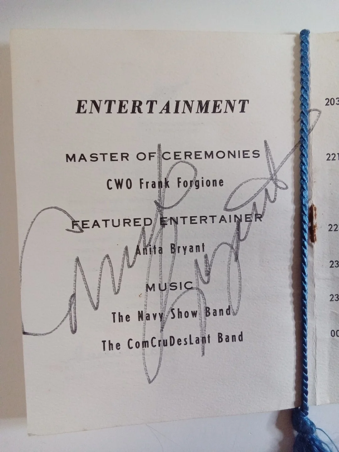 Anita Bryant Signed Program 1967 Navy Cruiser Destroyer Force Newport RI JSA, image 3