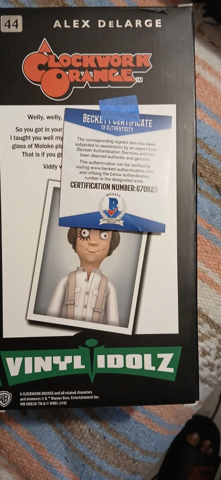 Clockwork Orange Vinyl Idolz Signed By Malcolm Mcdowell Alex Delarge Figure Coa, image 2
