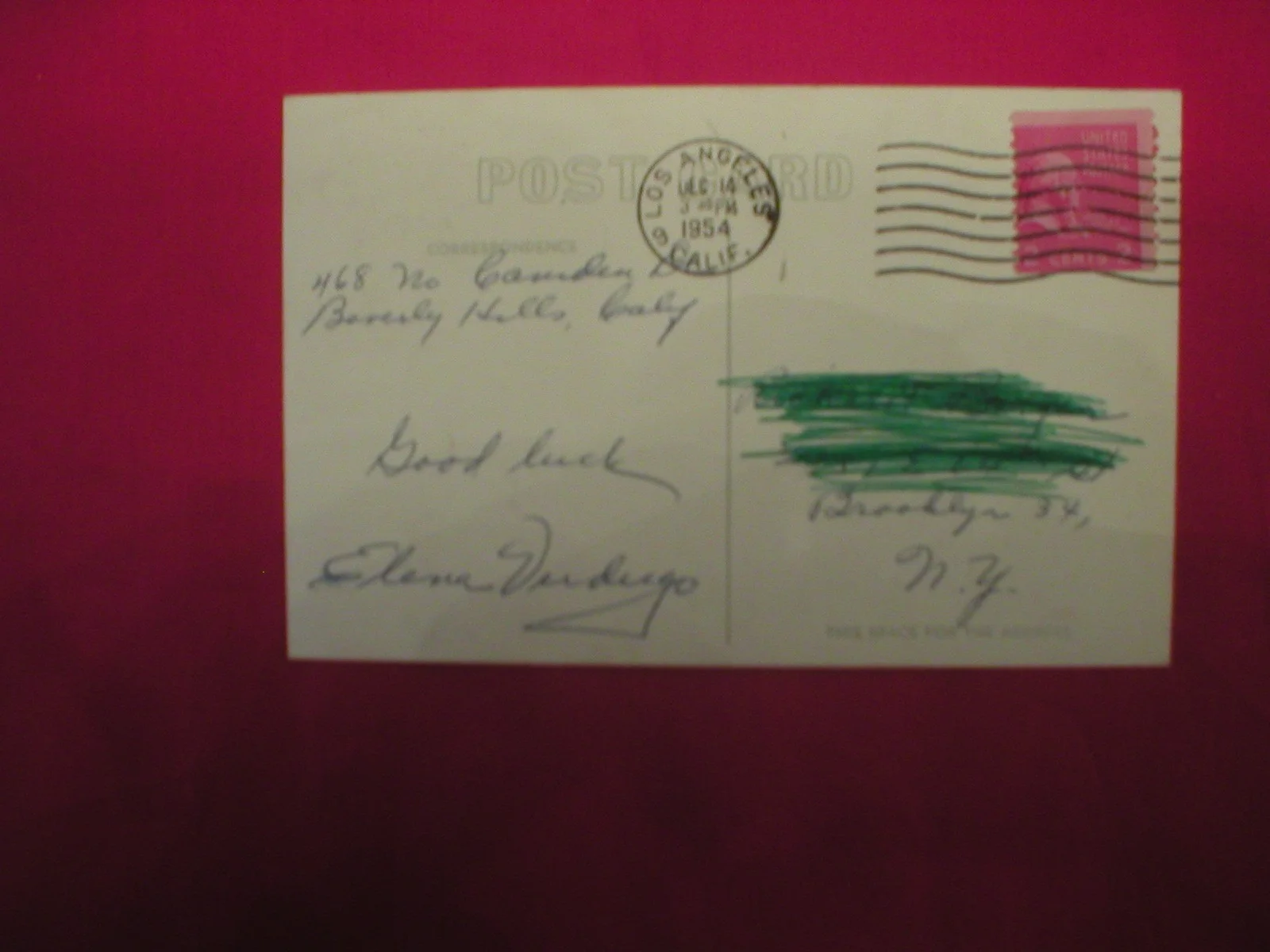 Elena Verdugo — VINTAGE ELENA VERDUGO SIGNED, AUTOGRAPHED POST CARD, 5 1/2 X 3 1/2, изображение 2