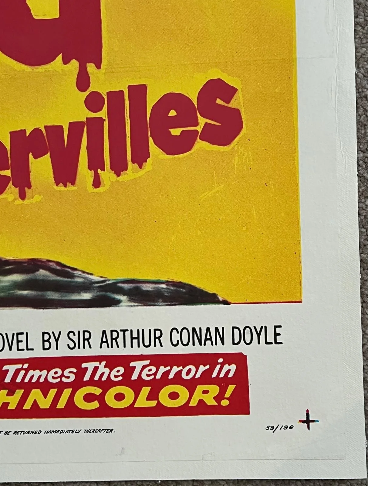 The Hound of the Baskervilles US 1 Sheet 1959 LINEN BACKED 27x41" Film Poster, изображение 3