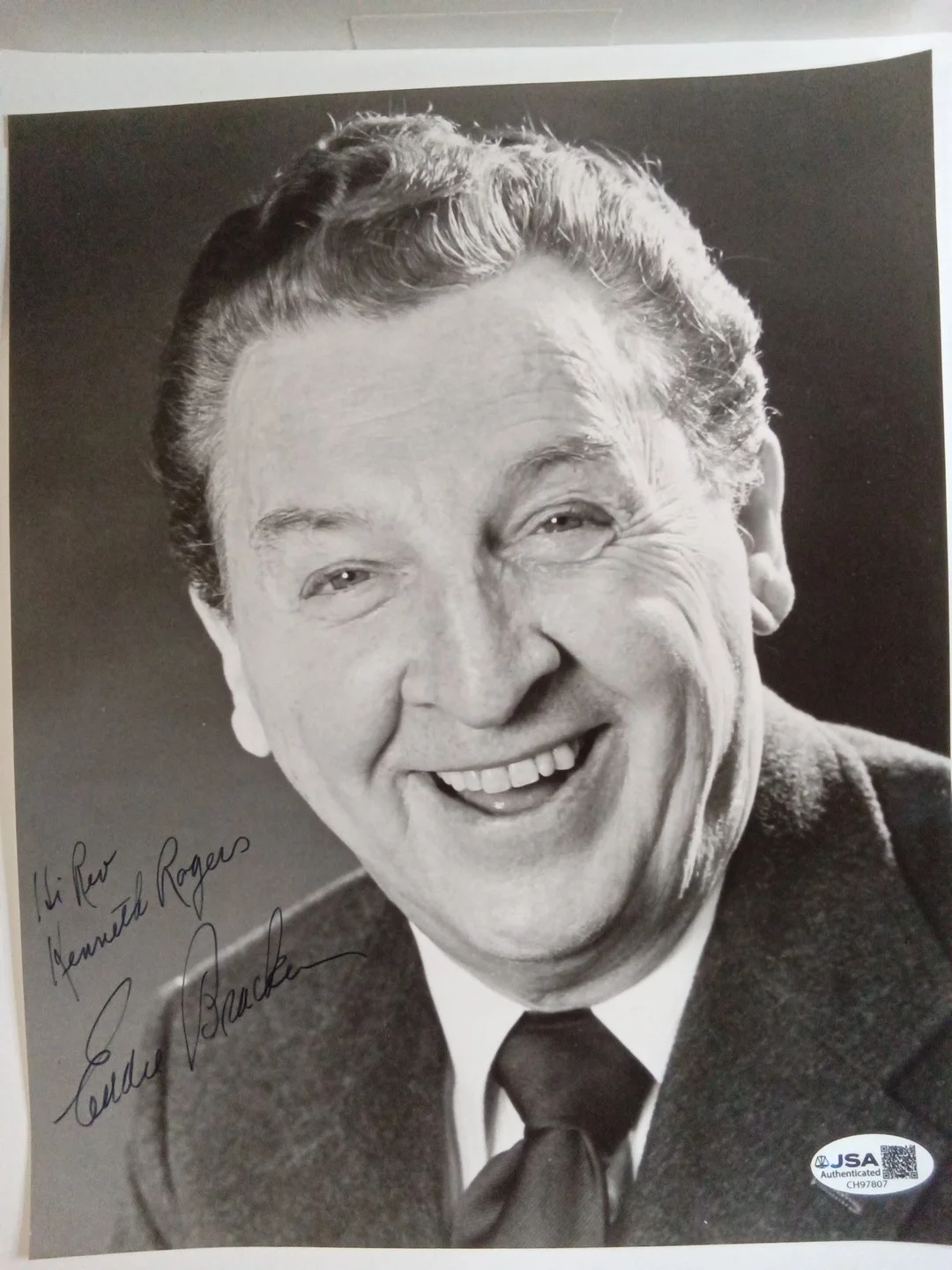 Eddie Bracken Signed 8x10 B&W Photo JSA, image 2