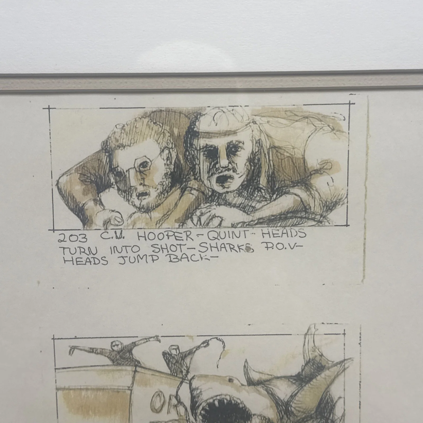 JAWS Storyboard Signed By Joe Alves Autograph Sketch Hooper Quint Shark !!!, image 2