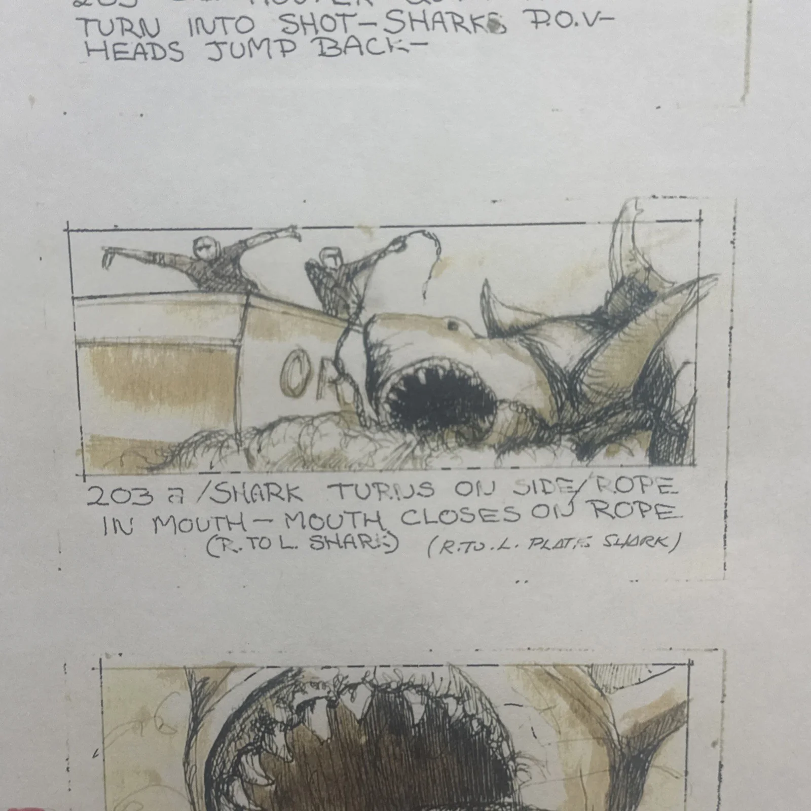 JAWS Storyboard Signed By Joe Alves Autograph Sketch Hooper Quint Shark !!!, image 3