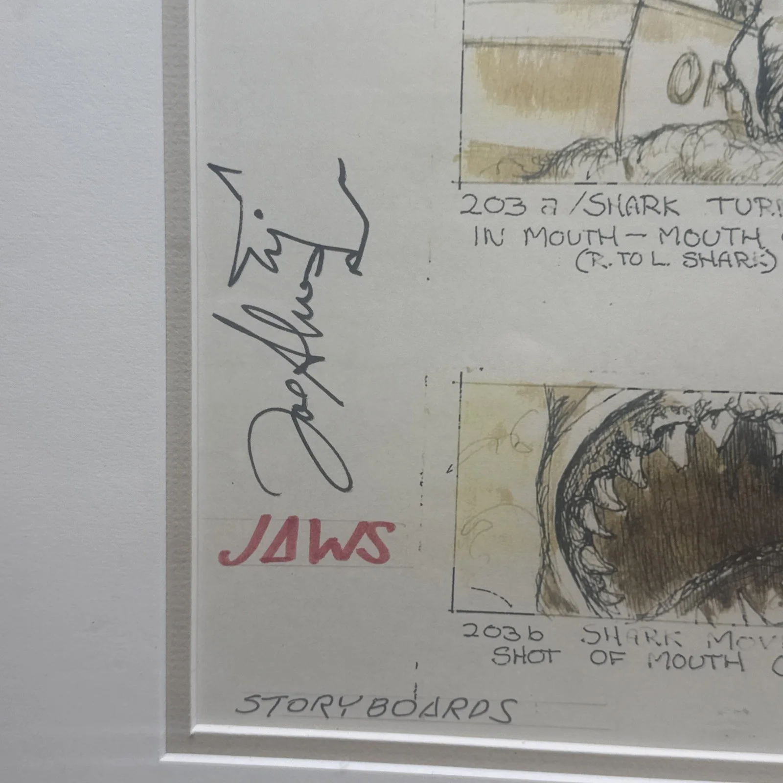 JAWS Storyboard Signed By Joe Alves Autograph Sketch Hooper Quint Shark !!!, image 5