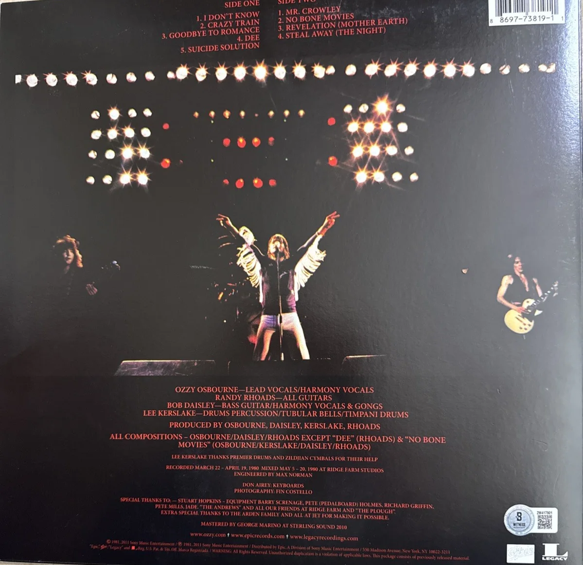 Ozzy Osbourne autographed signed Blizzard of OZZ Record album LP Beckett, image 3