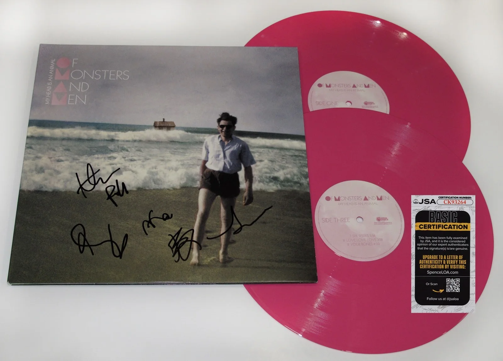 OF MONSTERS AND MEN — OF MONSTERS AND MEN signed "MY HEAD IS AN ANIMAL" Vinyl Album b All 5 JSA COA