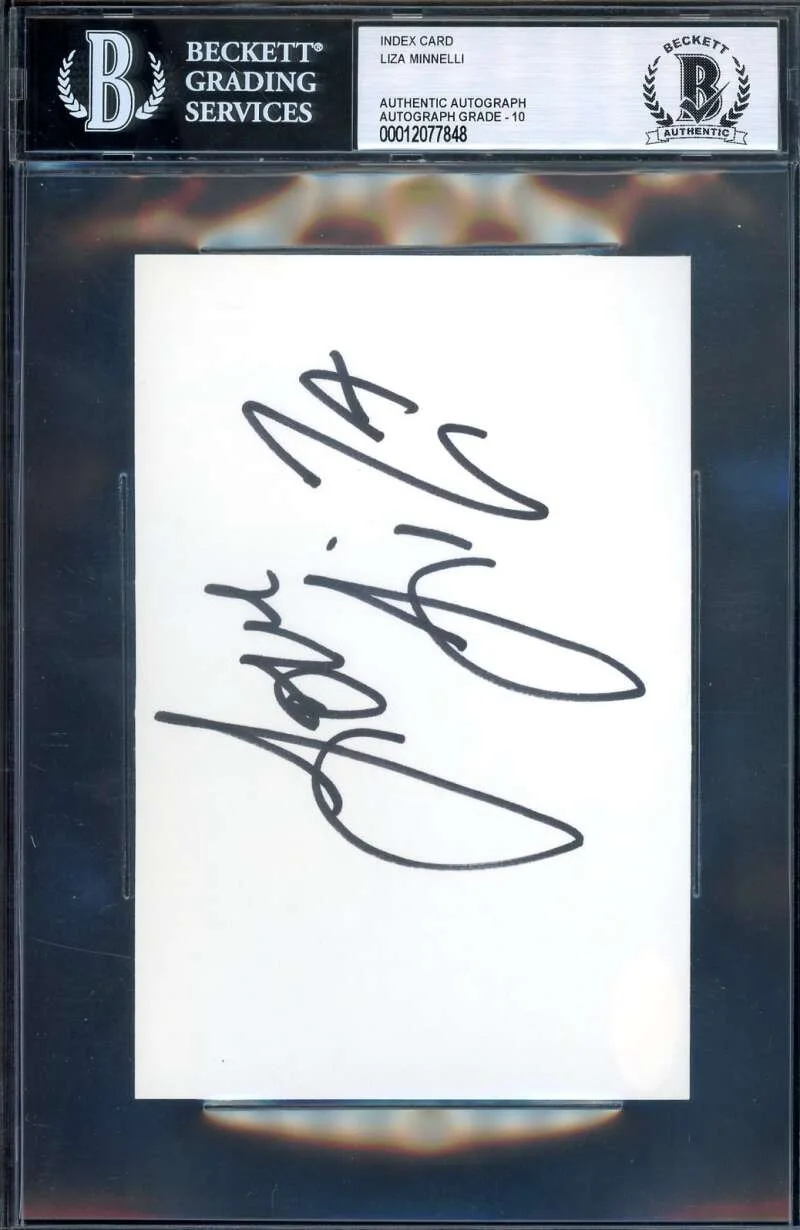Liza Minnelli — Liza Minnelli Gem Mint 10 Beckett JSA Coa Signed Index Card Autograph