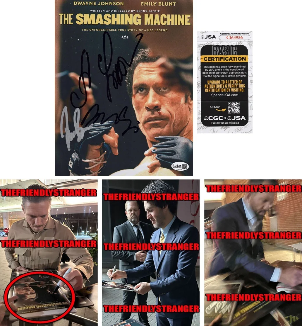 Benny Safdie, Oleksandr Usyk, Ryan Bader — THE SMASHING MACHINE signed 8x10 Photo a BENNY SAFDIE Oleksandr Usyk, Bader JSA