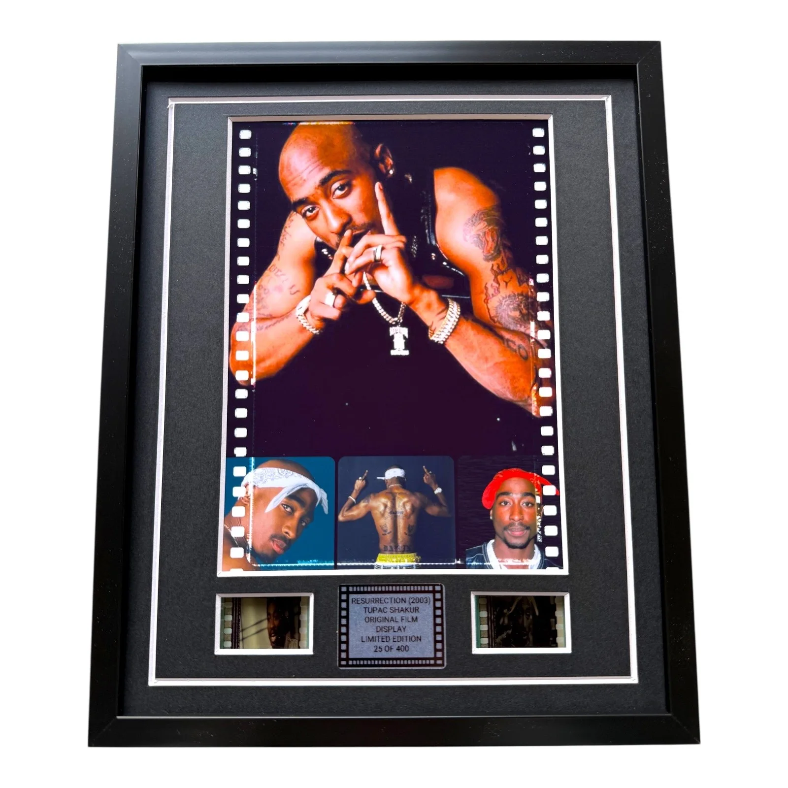 TUPAC SHAKUR RESURRECTION FILM CELLS FRAMED MEMORABILIA 2PAC INCLUDES COA, image 2