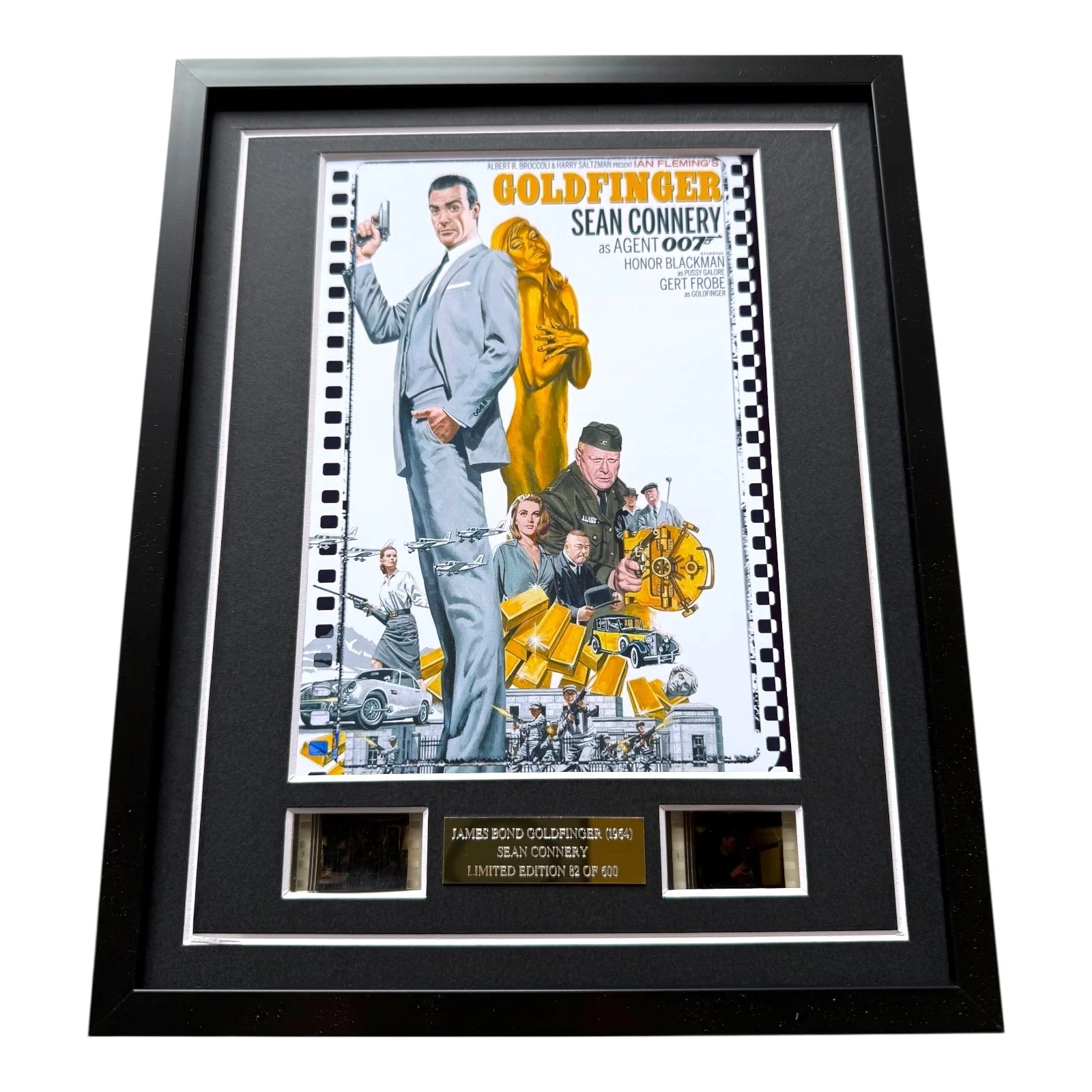 JAMES BOND GOLDFINGER VINTAGE FILM CELLS FRAMED MOVIE MEMORABILIA INCLUDES COA, изображение 2