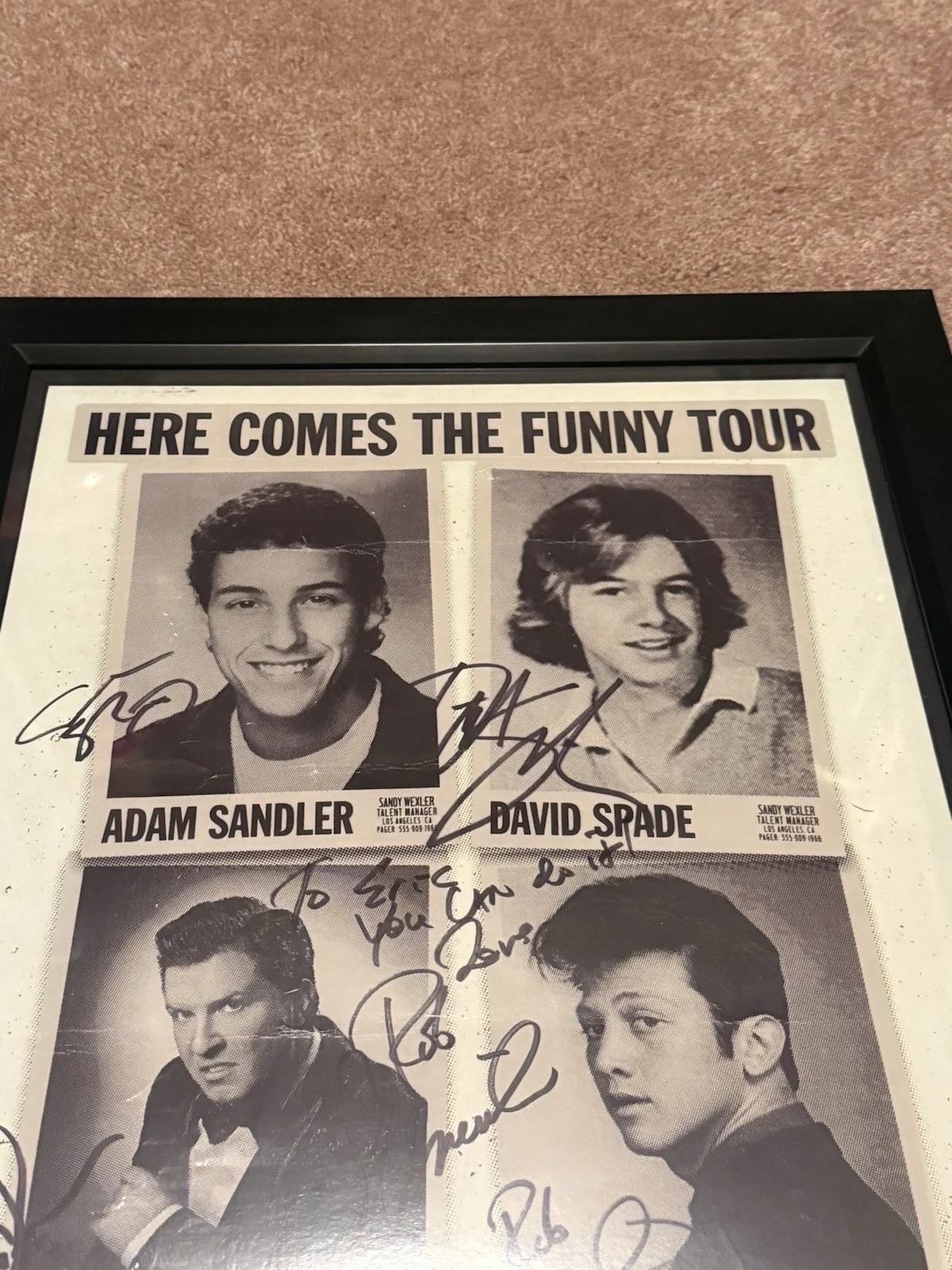 THE WRONG MISSY 50 FIRST DATES WEDDING SINGER ZOHAN — Adam Sandler Spade Schneider Swardson Signed Poster Beckett LOA Framed, изображение 2