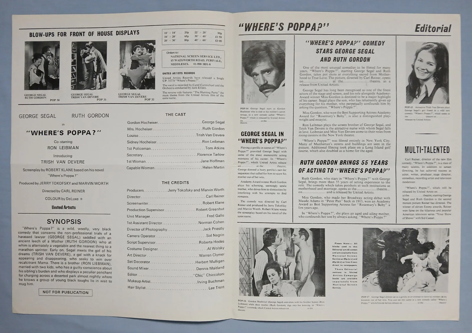 WHERE'S POPPA (1970) original UK Exhibitors Campaign Press Book - George Segal, изображение 3