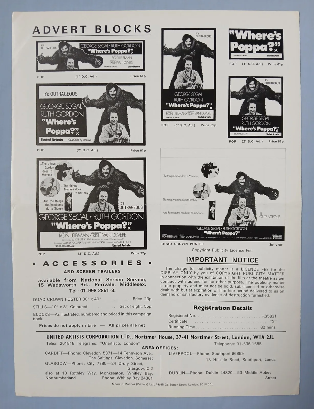 WHERE'S POPPA (1970) original UK Exhibitors Campaign Press Book - George Segal, изображение 4