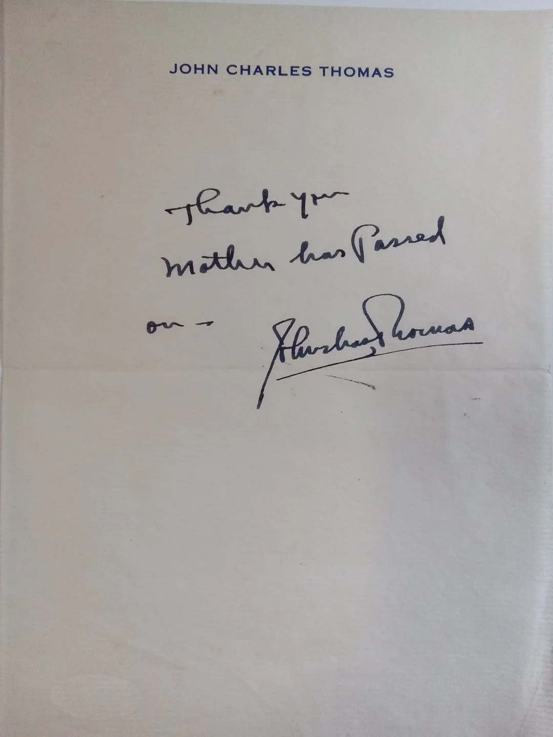 John Charles Thomas Signed Paper Metropolitan Opera Broadway Legend JSA, image 2