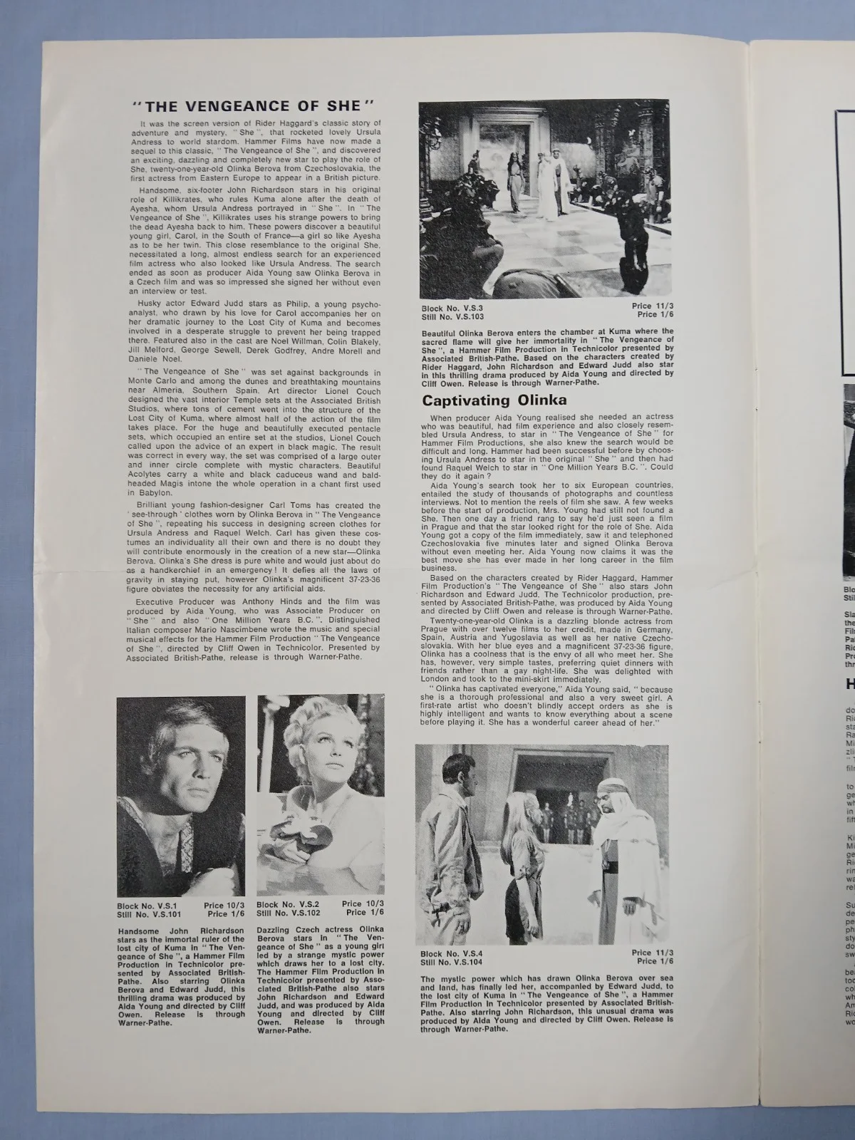 VENGEANCE OF SHE (1968) rare original UK Exhibitors Campaign Press Book - Hammer, изображение 3