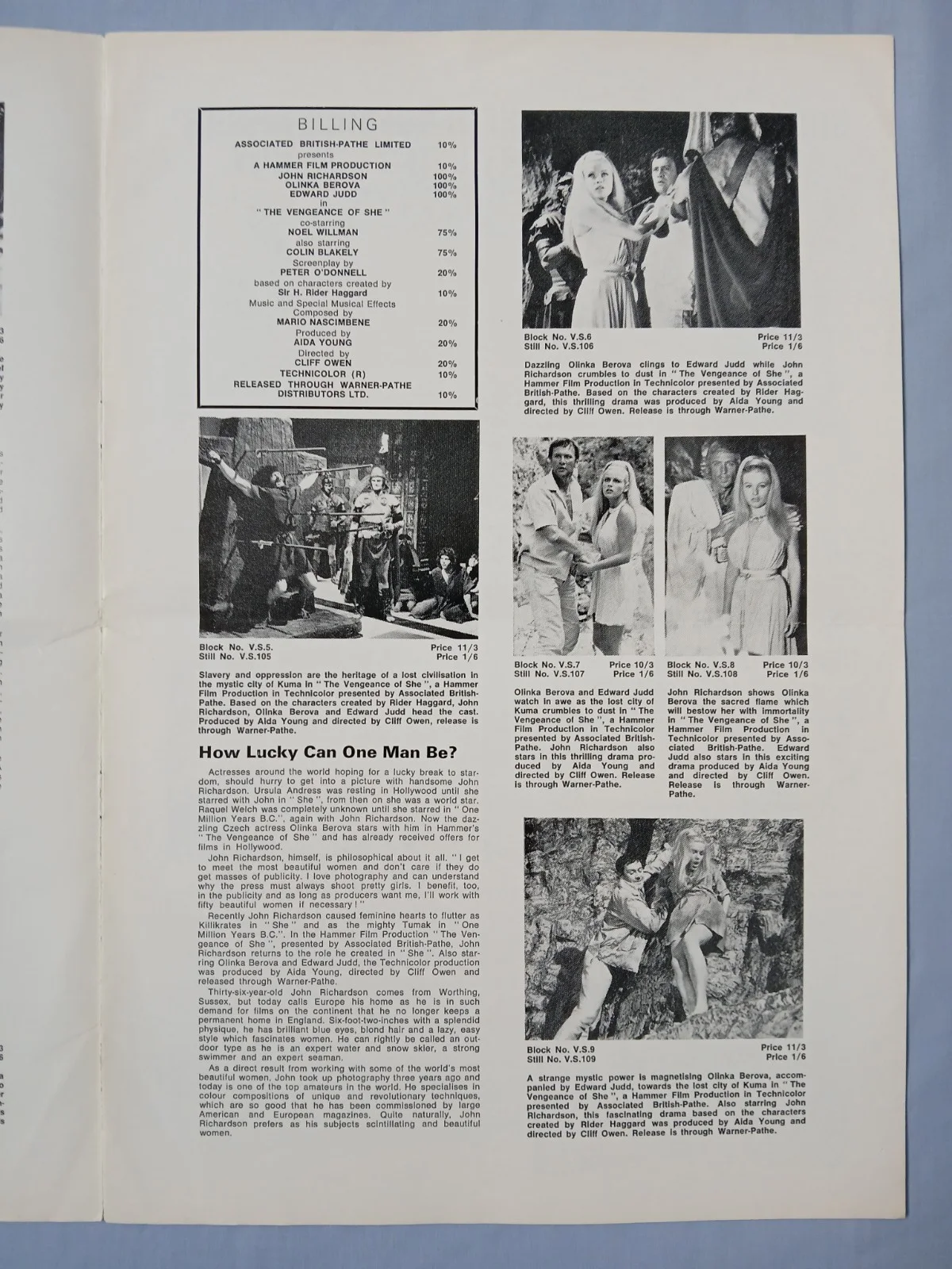 VENGEANCE OF SHE (1968) rare original UK Exhibitors Campaign Press Book - Hammer, изображение 4