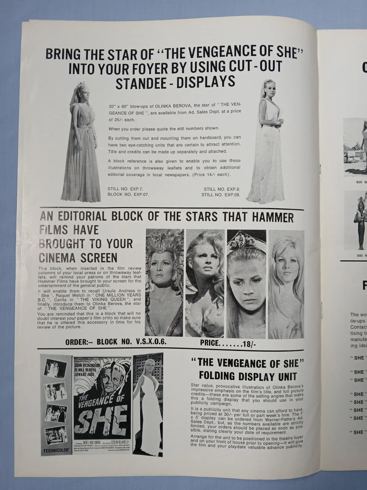 VENGEANCE OF SHE (1968) rare original UK Exhibitors Campaign Press Book - Hammer, изображение 5