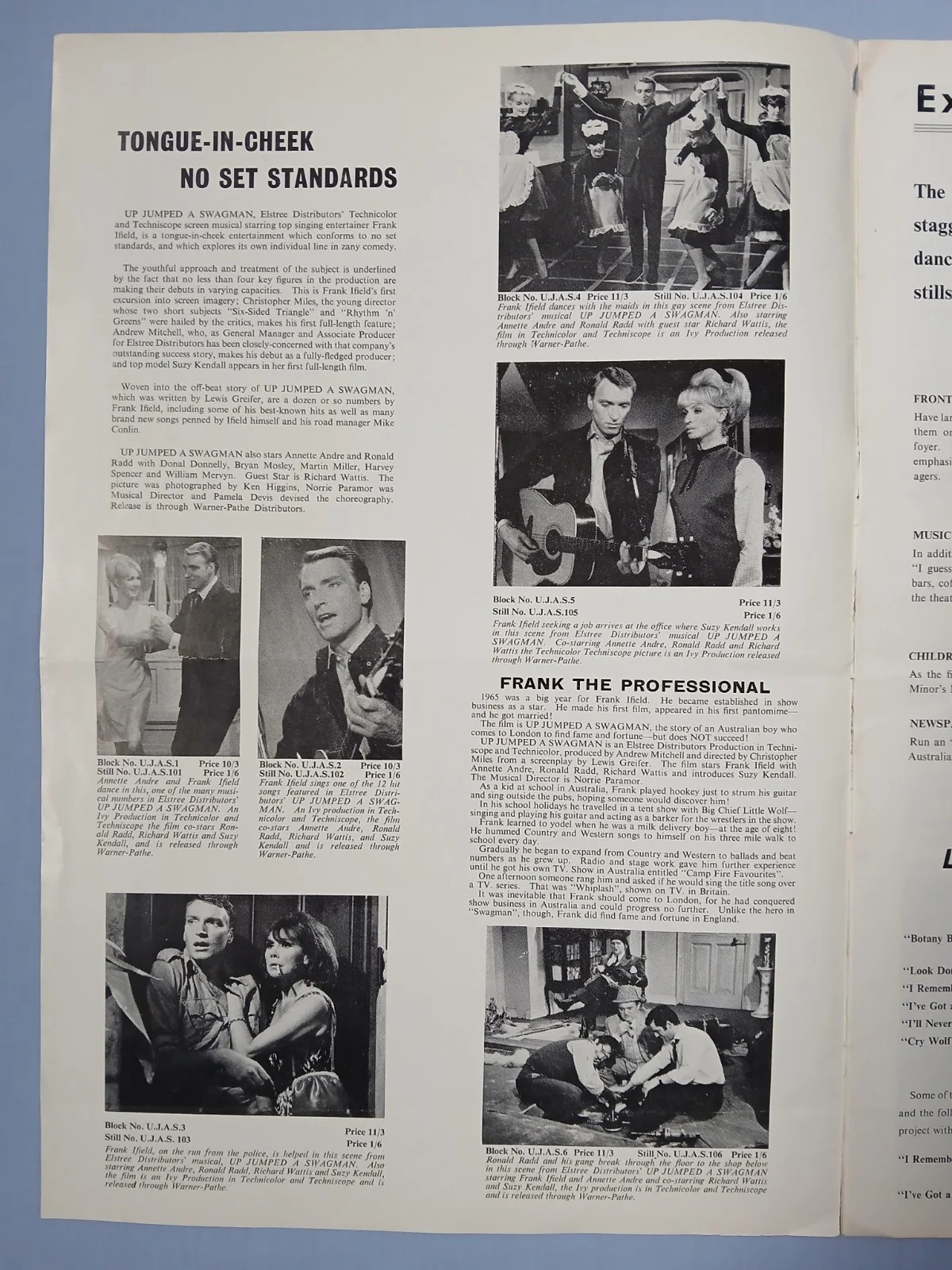 UP JUMPED A SWAGMAN (1965) rare original UK Campaign Press Book - Frank Ifield, изображение 2