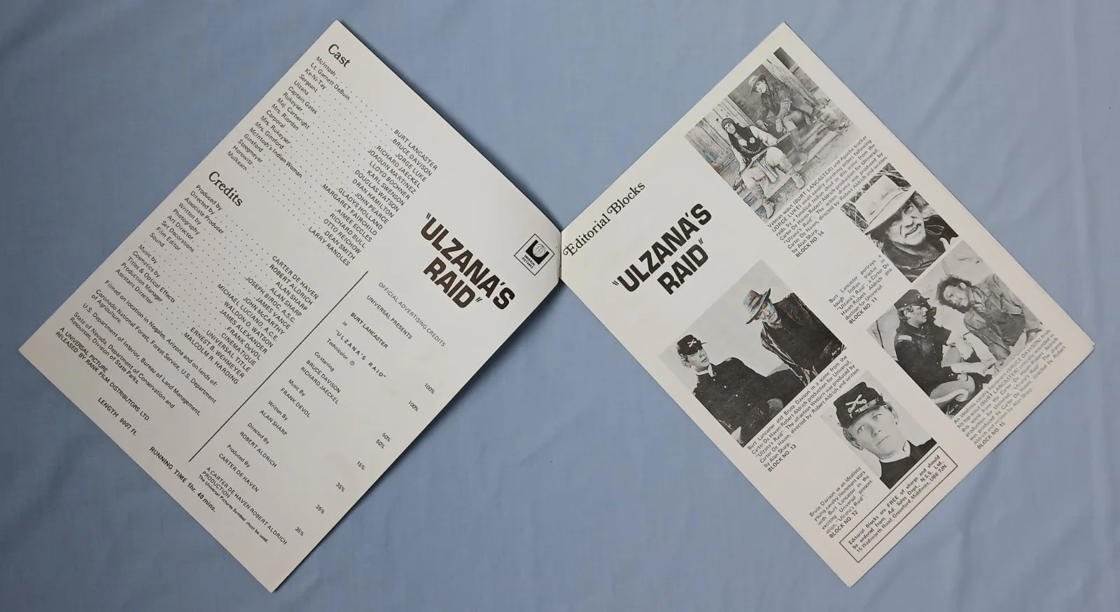 ULZANA'S RAID (1972) rare original UK Campaign Press Book - Burt Lancaster, изображение 2