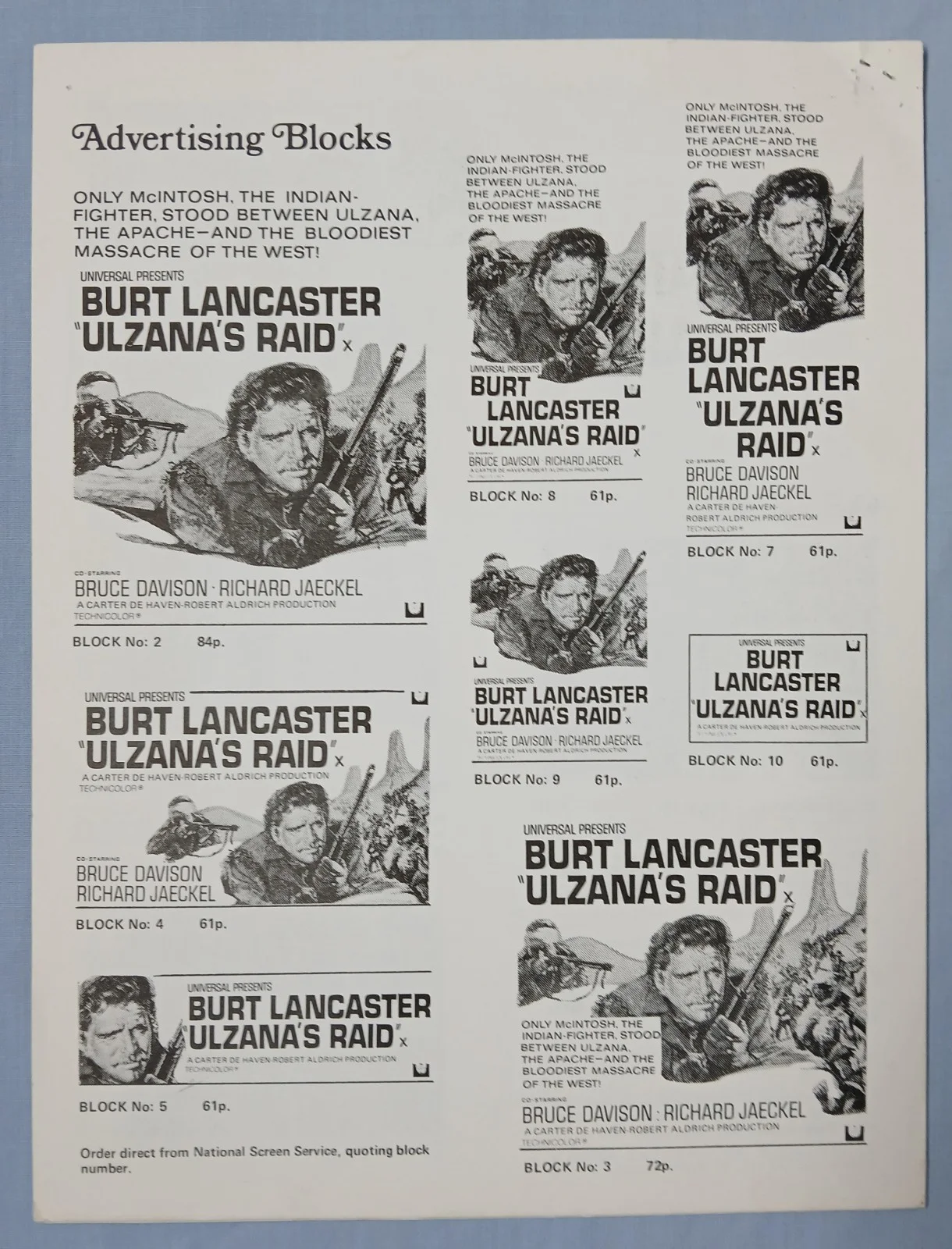 ULZANA'S RAID (1972) rare original UK Campaign Press Book - Burt Lancaster, изображение 4
