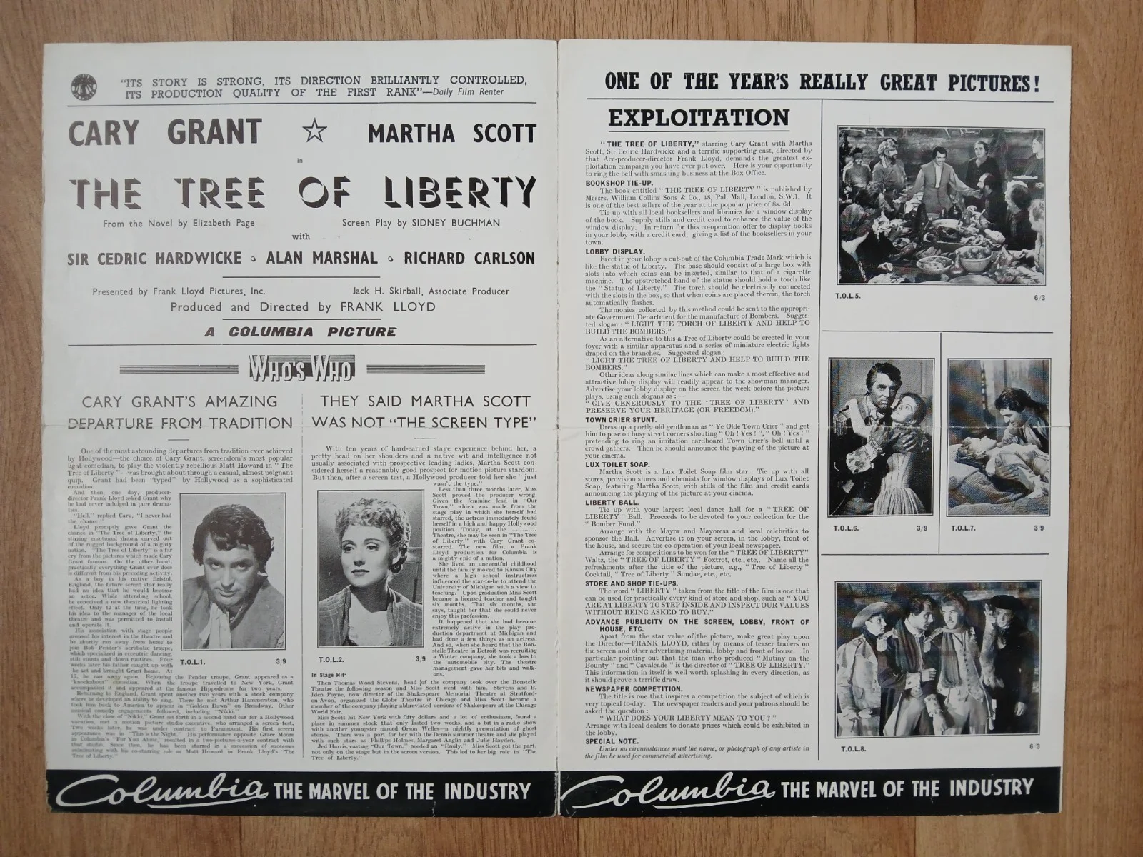 TREE OF LIBERTY (HOWARDS OF VIRGINIA) rare orig 1940 UK Press Book - Cary Grant, изображение 2