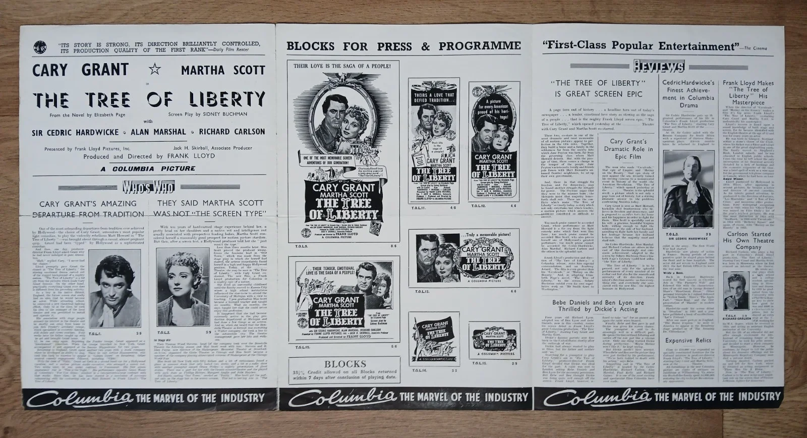 TREE OF LIBERTY (HOWARDS OF VIRGINIA) rare orig 1940 UK Press Book - Cary Grant, изображение 5