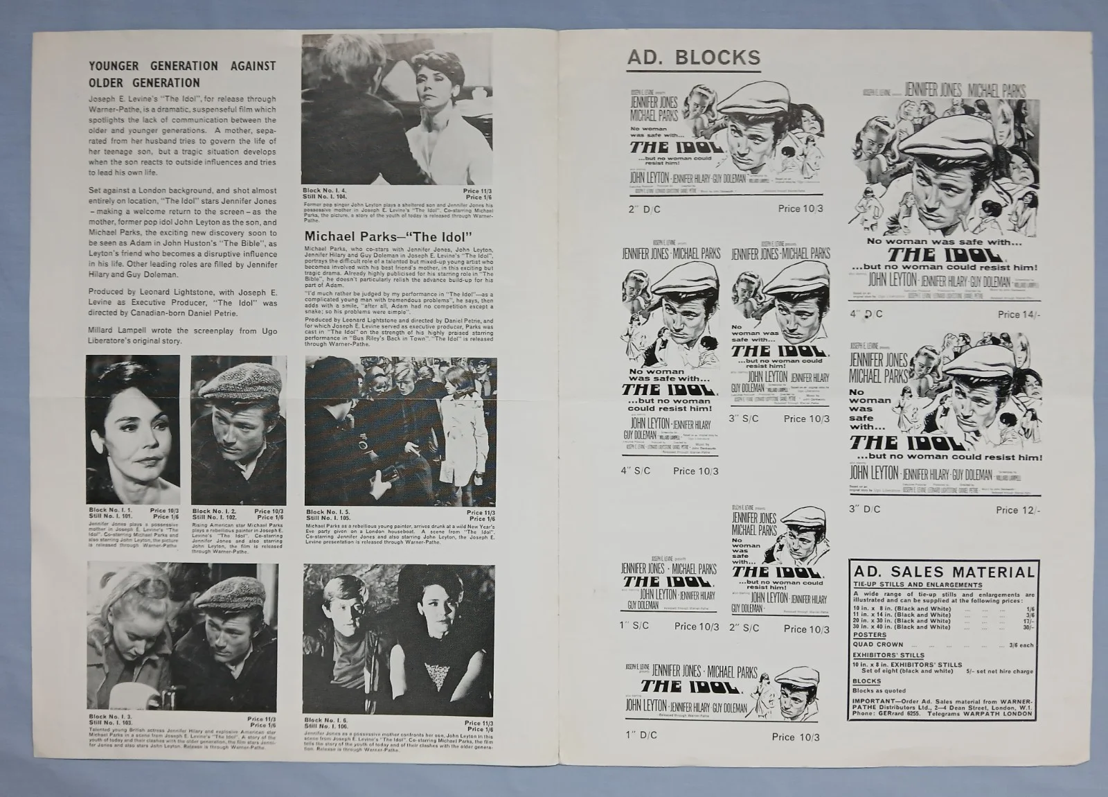 THE IDOL (1966) rare original UK Exhibitors Campaign Press Book + flyer, изображение 3