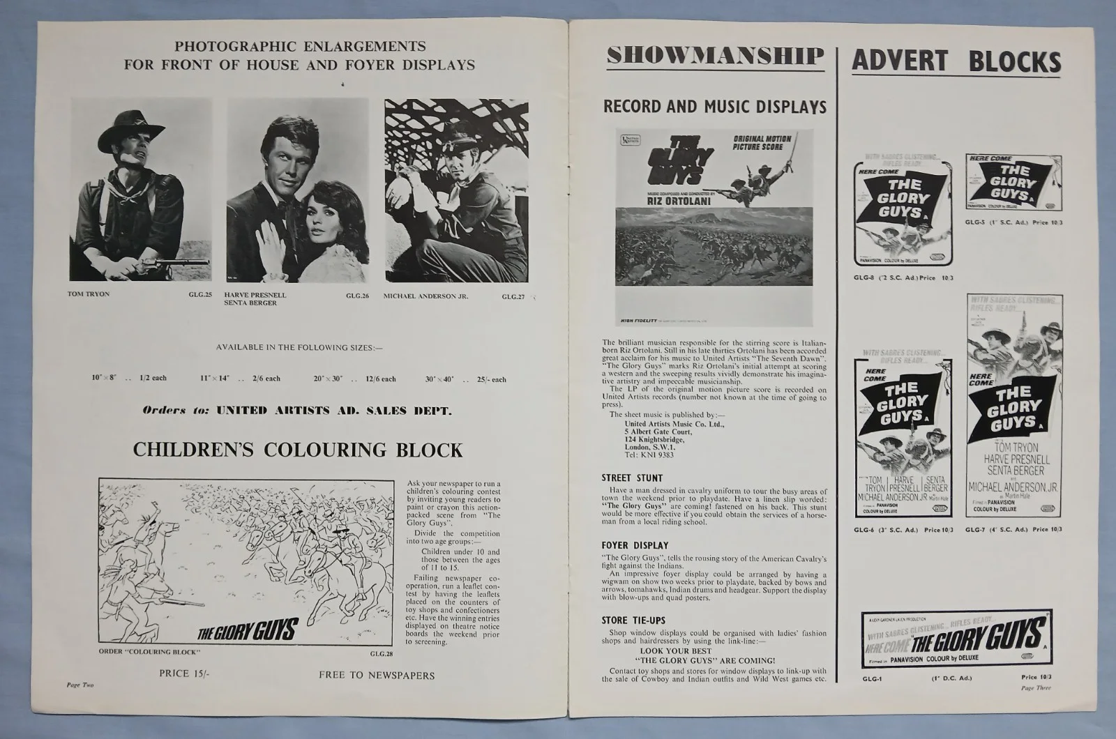 THE GLORY GUYS (1965) rare original UK Exhibitors Campaign Press Book, image 3