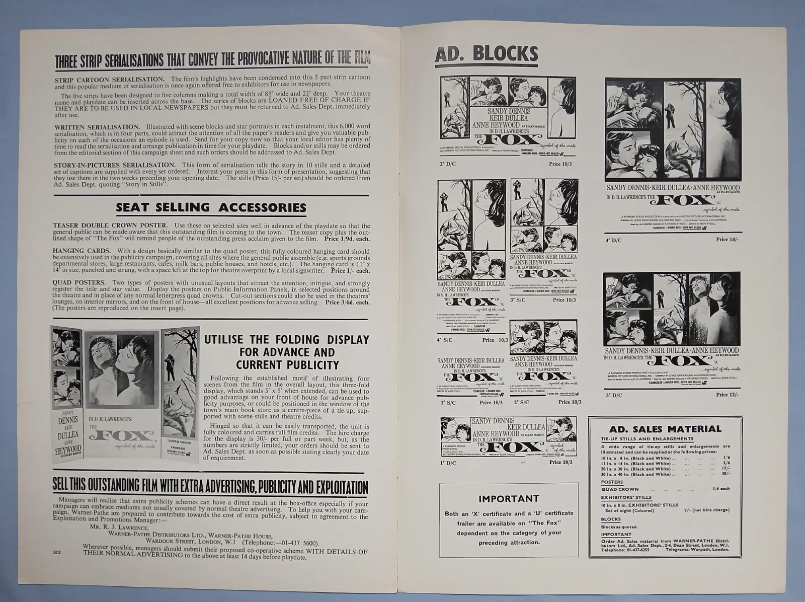 THE FOX (1967) rare original UK Exhibitors Campaign Press Book - D.H. Lawrence, image 5