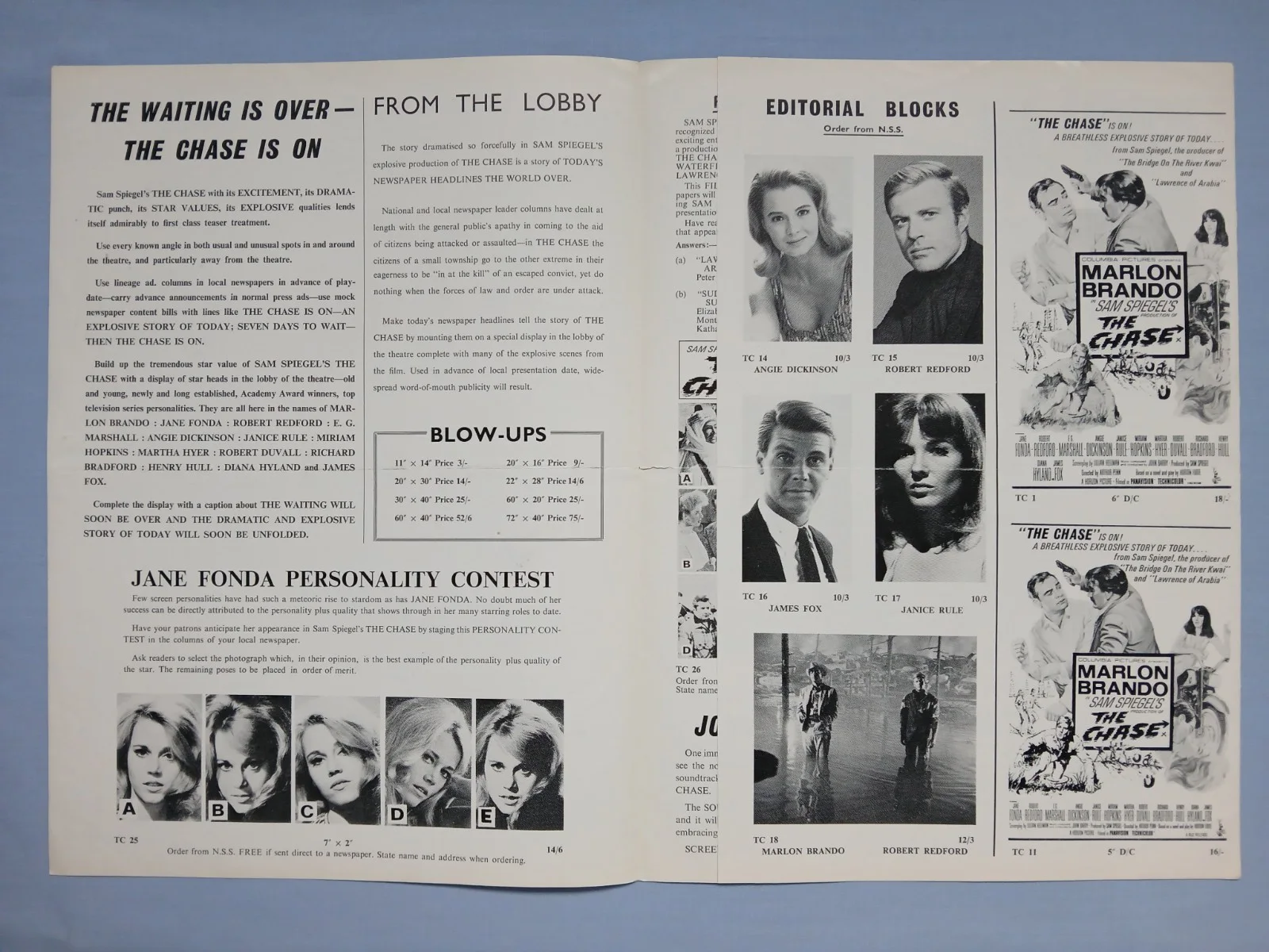 THE CHASE (1965) original UK Campaign Press Book -Marlon Brando, Angie Dickinson, изображение 3