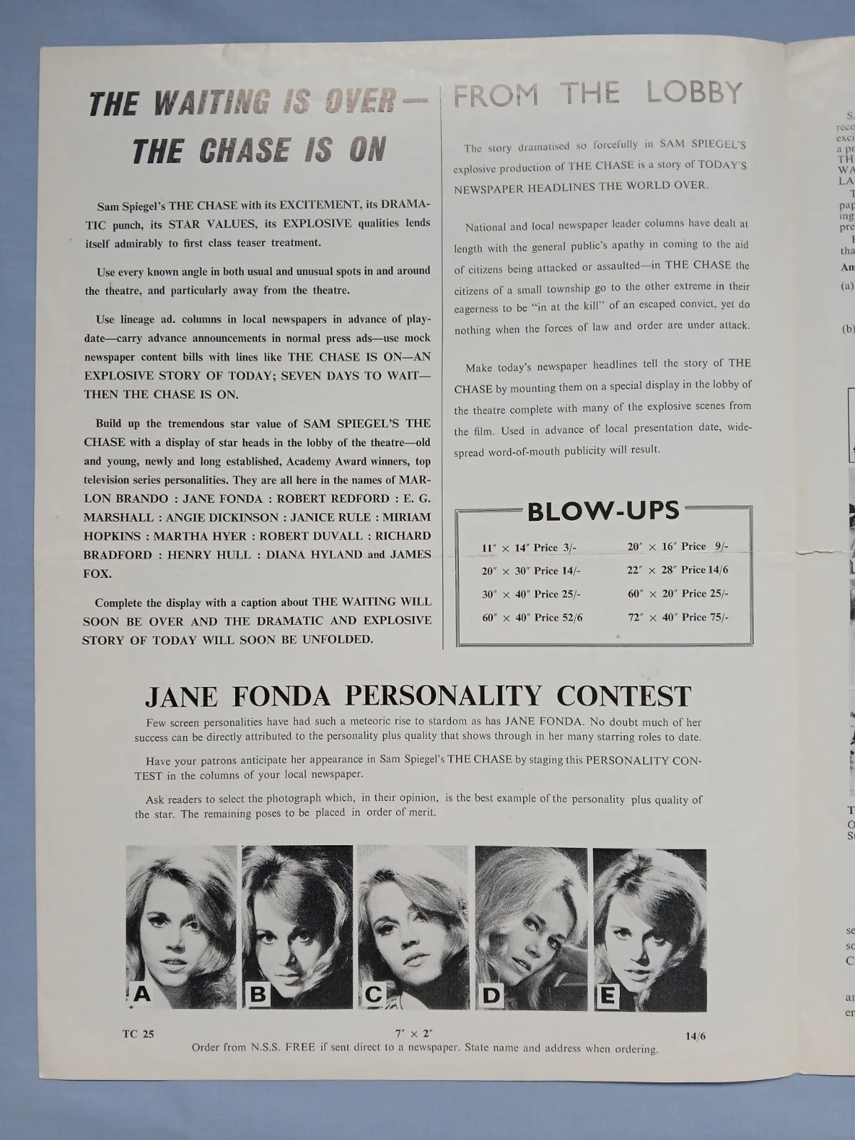THE CHASE (1965) original UK Campaign Press Book -Marlon Brando, Angie Dickinson, изображение 5