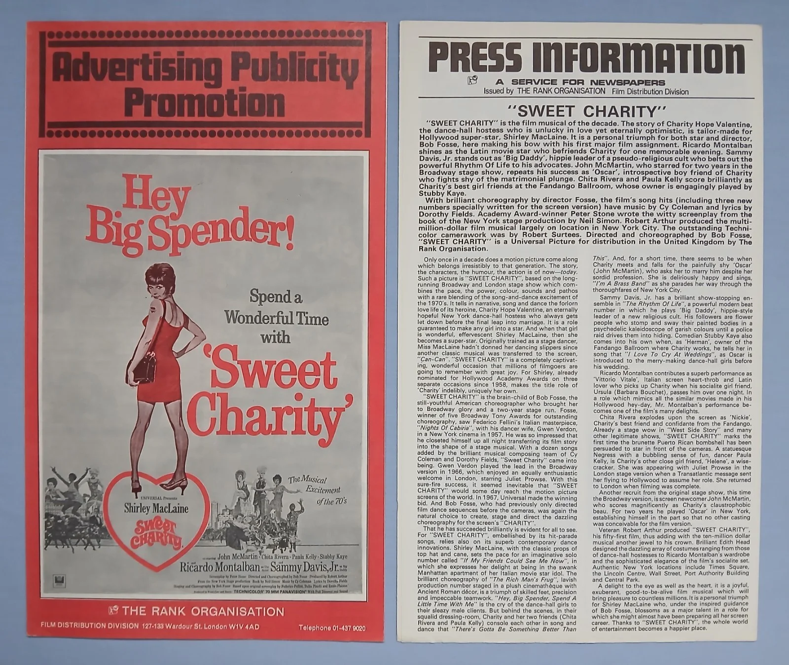 SWEET CHARITY (1969) original UK Campaign Press Book - Bob Fosse musical, изображение 2