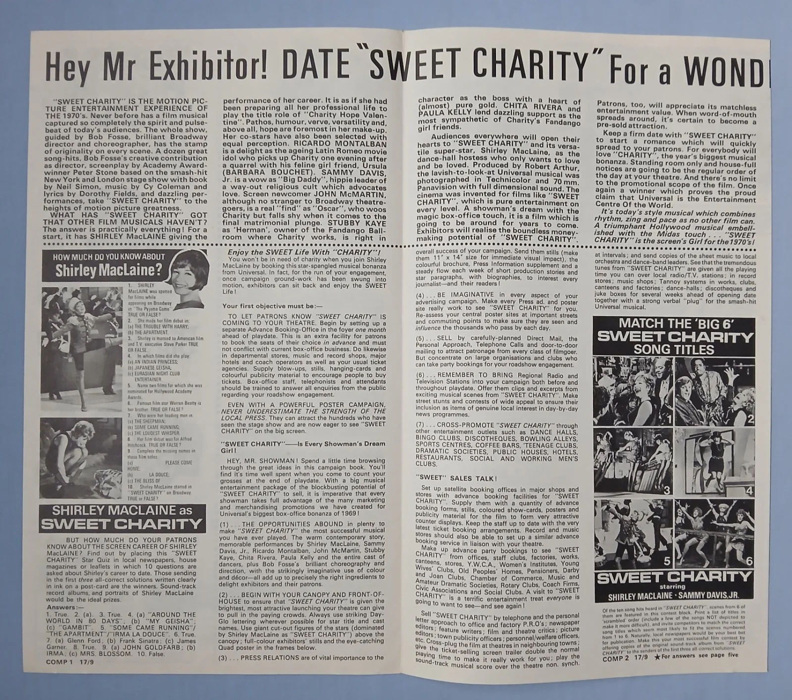SWEET CHARITY (1969) original UK Campaign Press Book - Bob Fosse musical, изображение 3