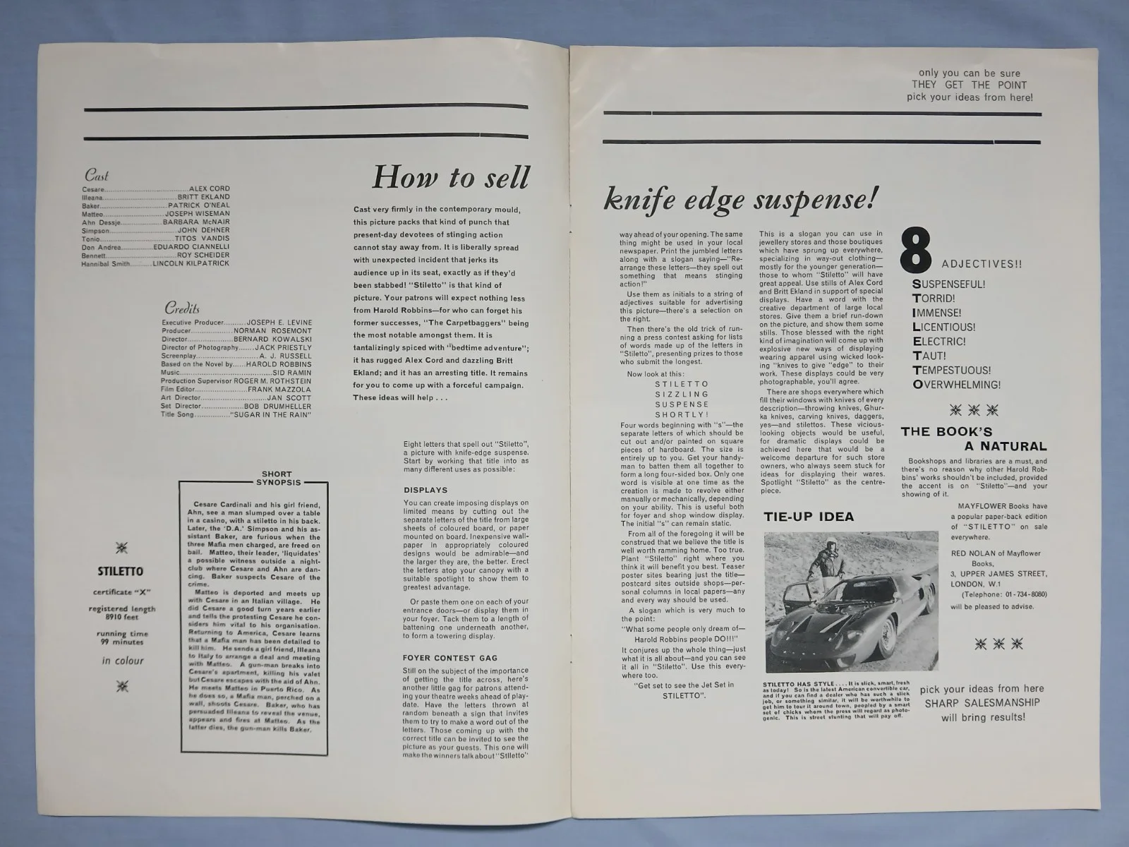 STILETTO (1969) rare original UK Campaign Press Book - Britt Ekland, Alex Cord, изображение 2