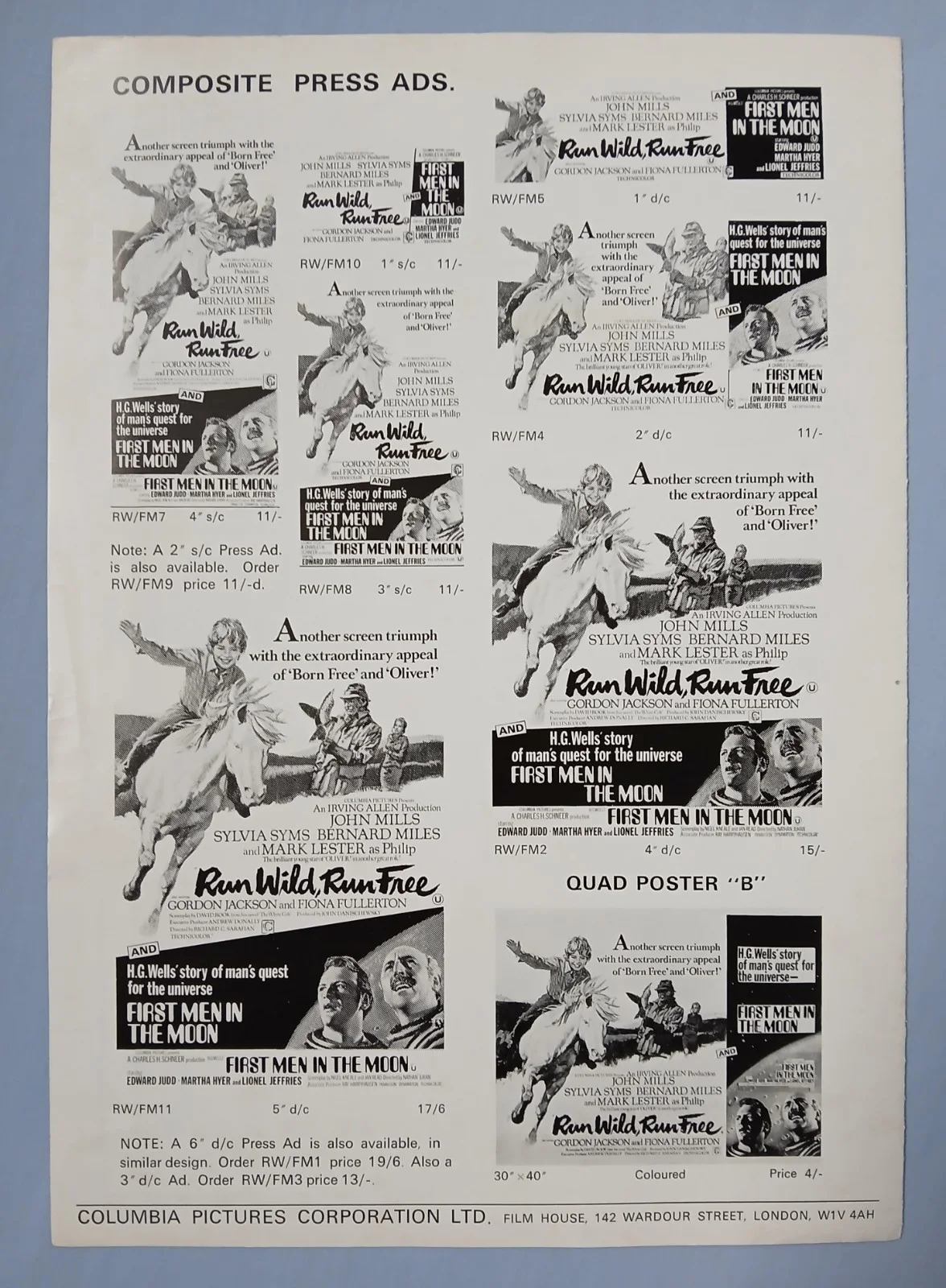 RUN WILD RUN FREE (1969) orig UK Campaign Press Book - John Mills, Mark Lester, image 4