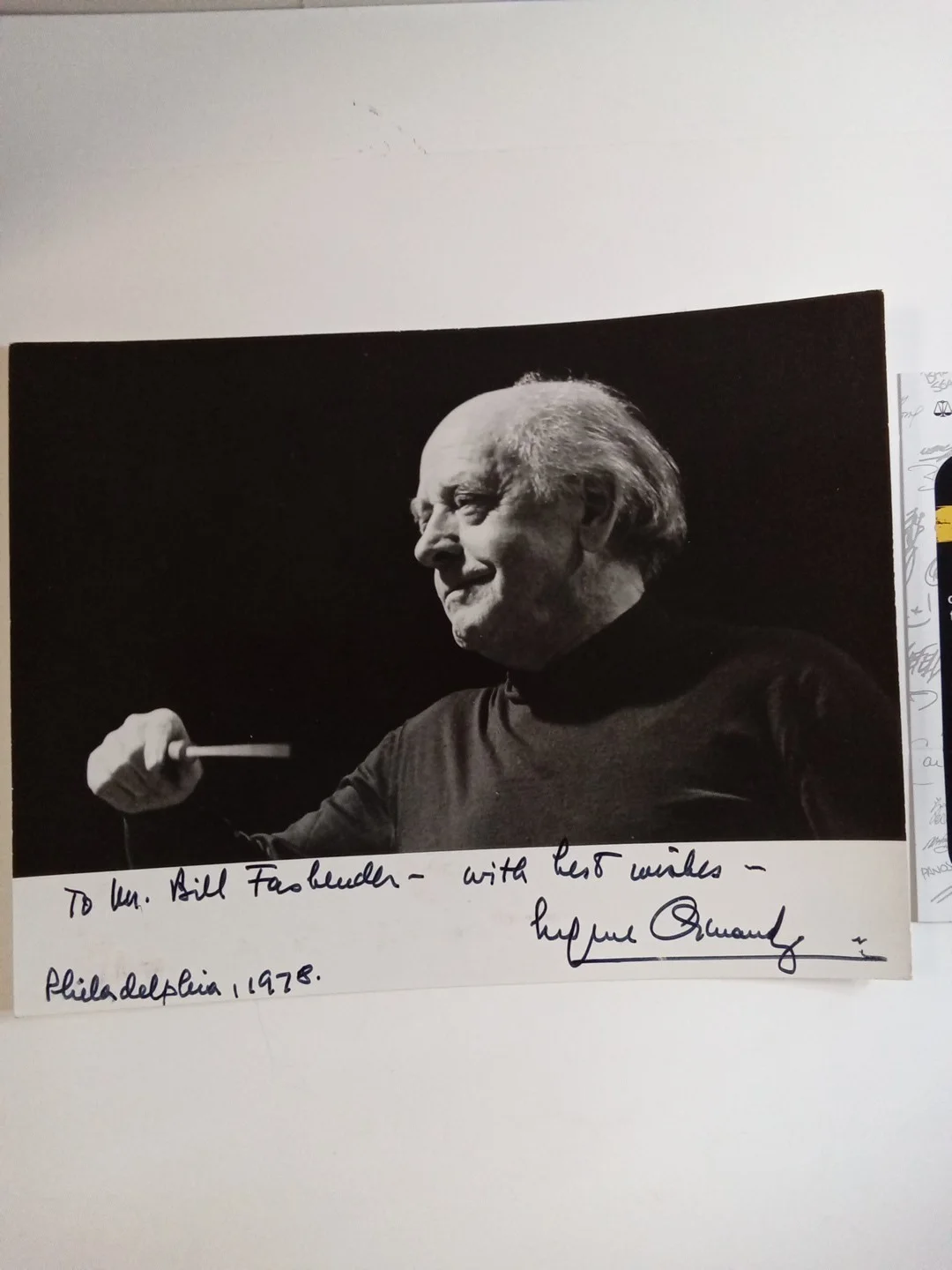 Eugene Ormandy Orchestra Conductor Signed 8x6 B&W Photo JSA, image 2
