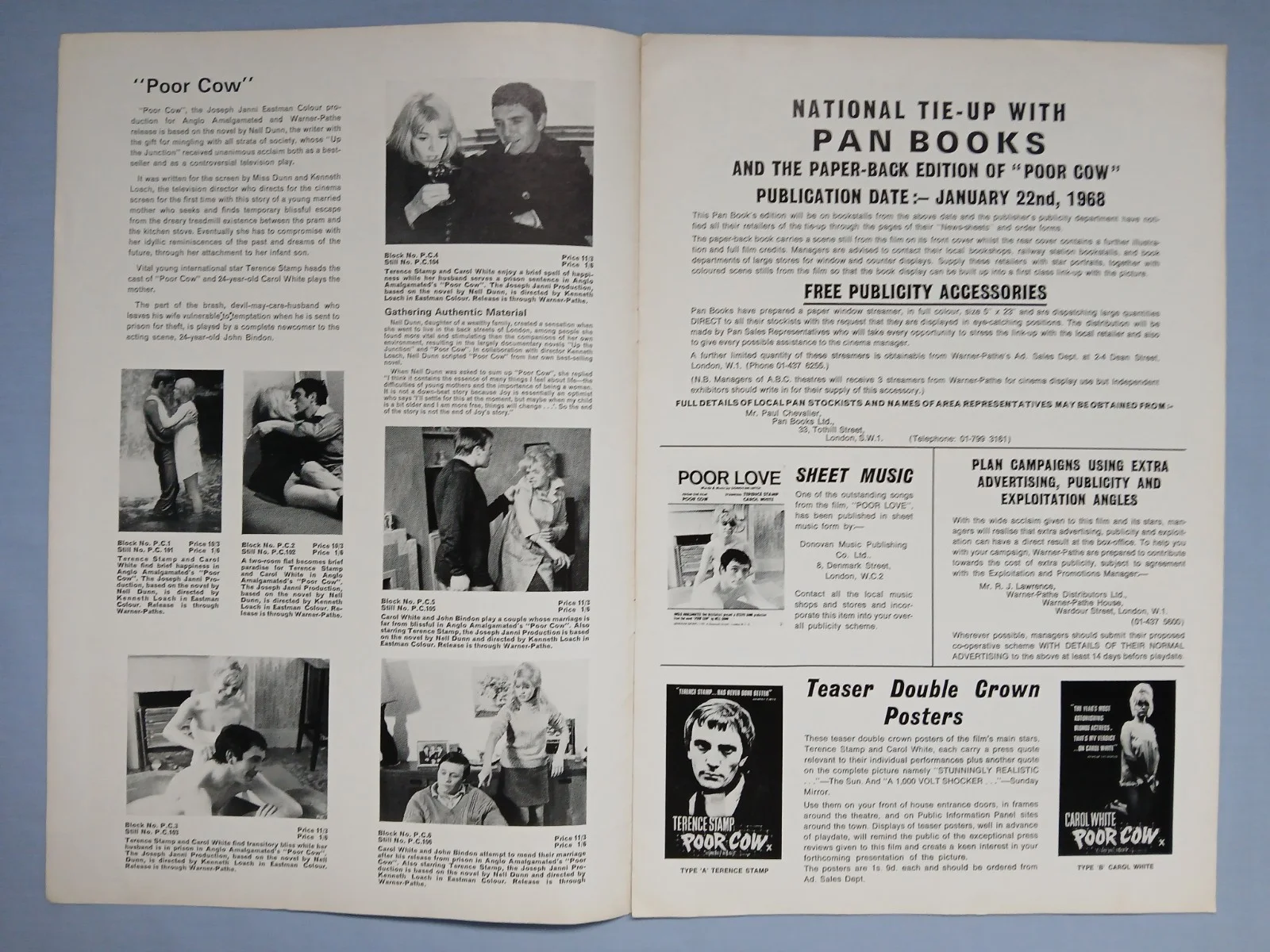 POOR COW (1967) rare original UK Campaign Press Book - Ken Loach, Terence Stamp, изображение 2
