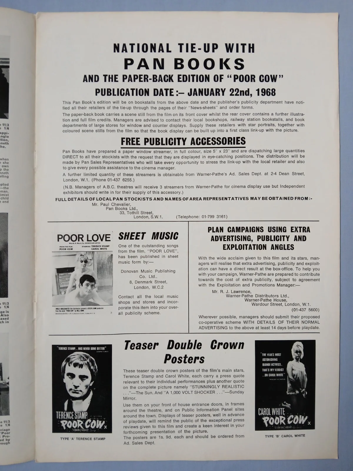 POOR COW (1967) rare original UK Campaign Press Book - Ken Loach, Terence Stamp, изображение 4