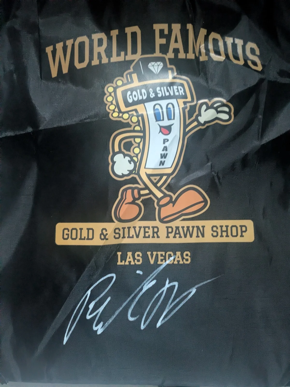 Rick Harrision — Rick Harrison Signed Draw String Bag Pawn Stars Gold & Silver Pawn Shop, изображение 2
