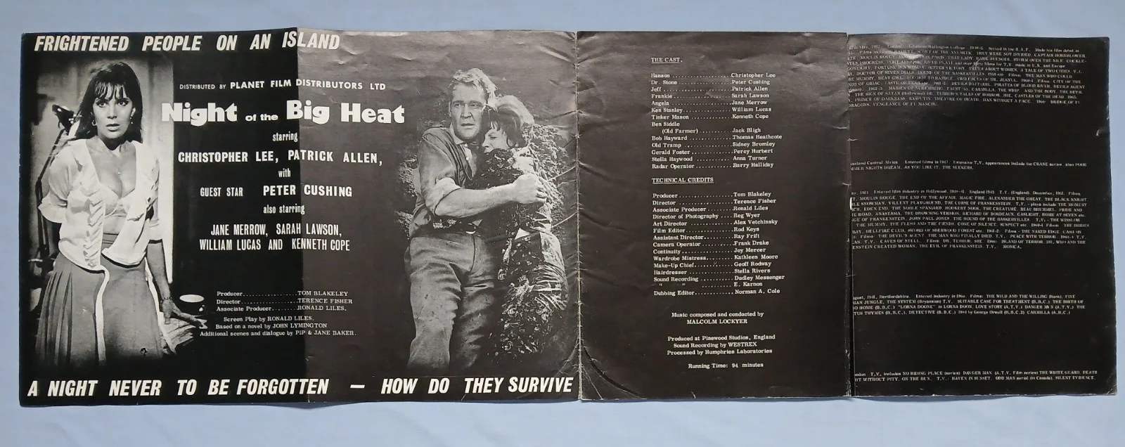 NIGHT OF THE BIG HEAT (1967) rare original UK Campaign Press Book - Cushing, Lee, изображение 2