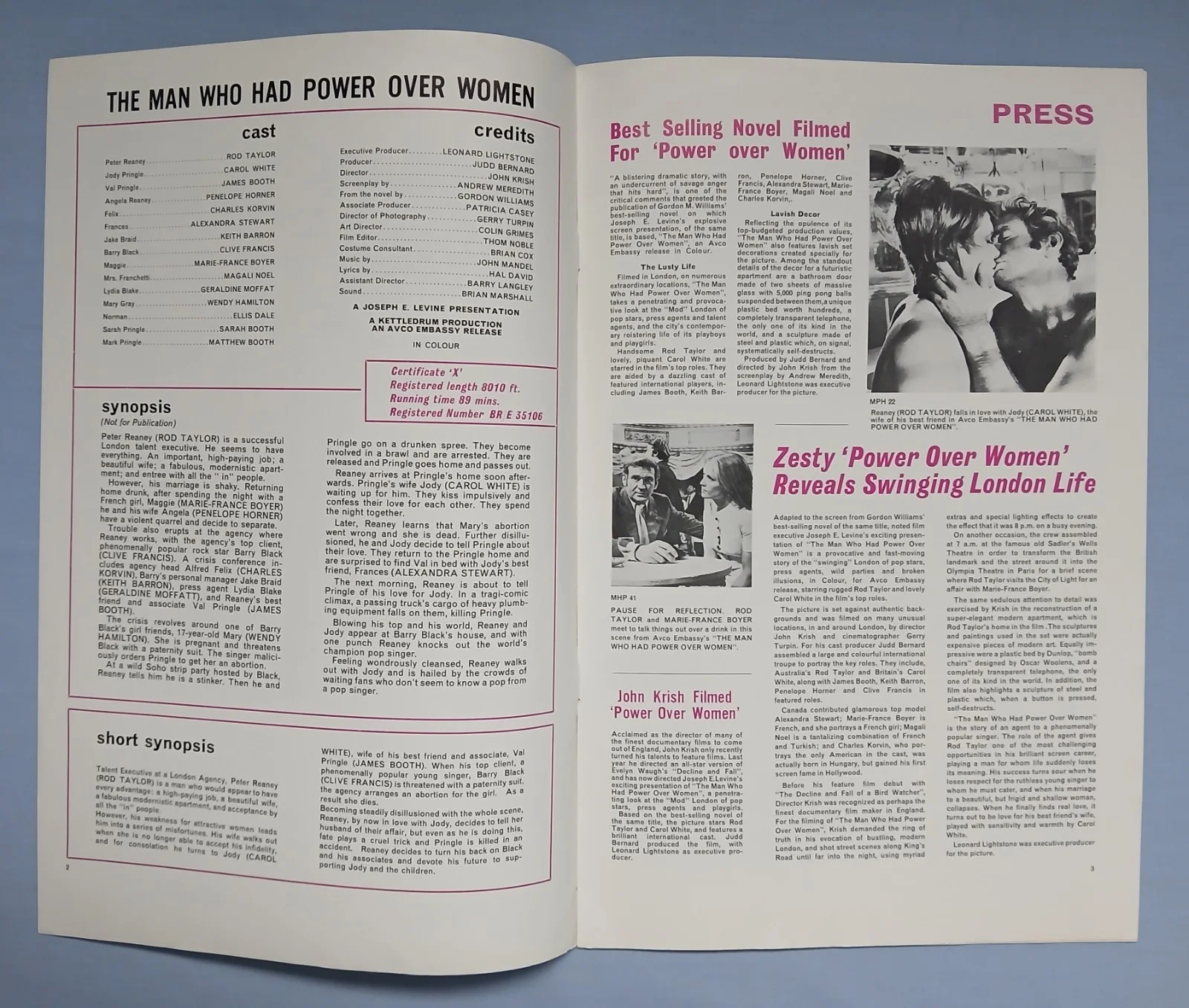 MAN WHO HAD POWER OVER WOMEN (1964) original UK Campaign Press Book - Rod Taylor, изображение 2