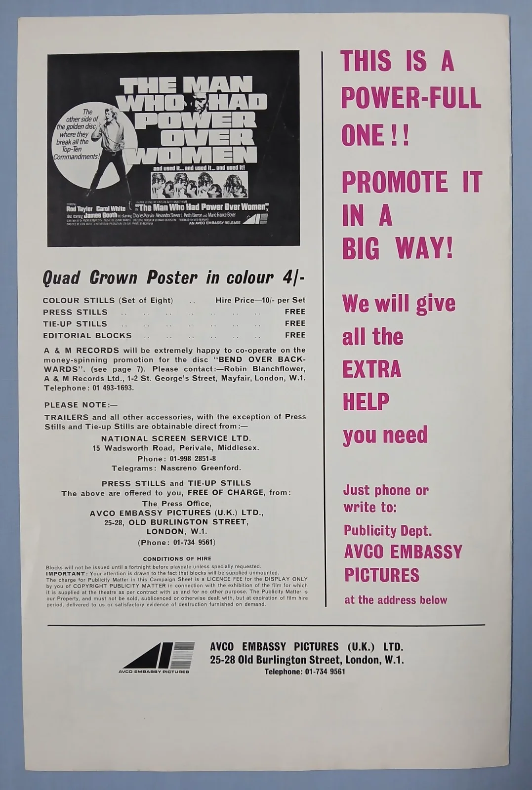 MAN WHO HAD POWER OVER WOMEN (1964) original UK Campaign Press Book - Rod Taylor, изображение 5