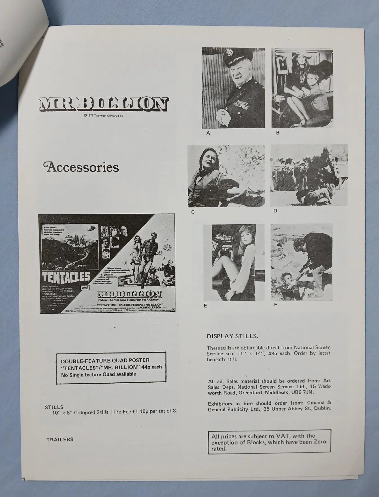 MR BILLION (1977) rare original UK Campaign Press Book - Terence Hill, image 4