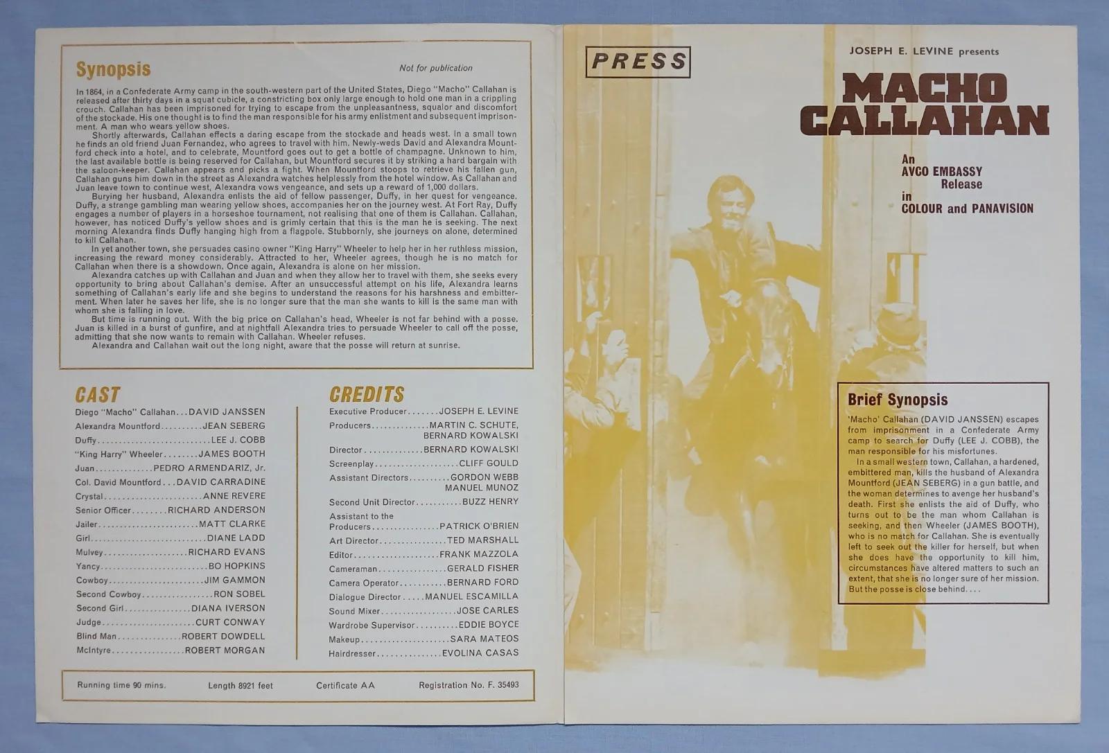 MACHO CALLAHAN (1970) rare original UK Exhibitors Campaign Press Book + ad flyer, image 3