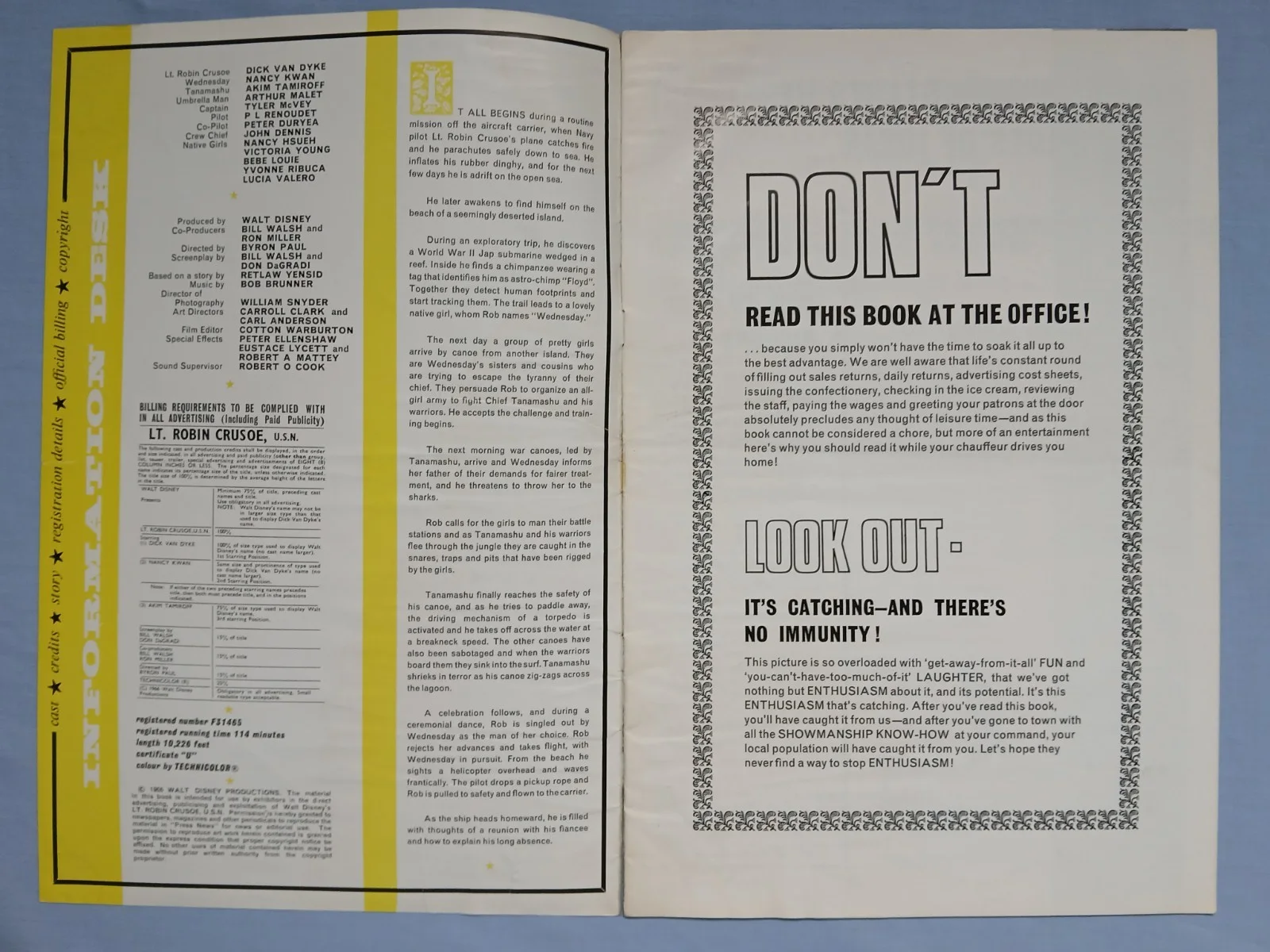 LT ROBIN CRUSOE USN (1966) original UK Campaign Press Book -Disney-Dick Van Dyke, image 4