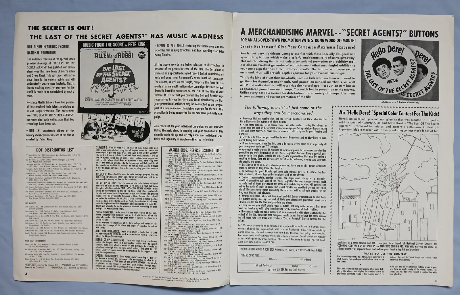 LAST OF THE SECRET AGENTS (1966) rare original UK Exhibitors Campaign Press Book, изображение 3