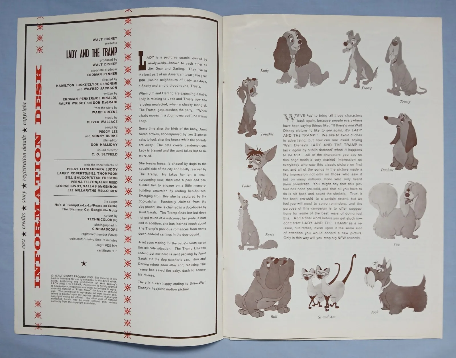 LADY AND THE TRAMP (1955,RR1960s)rare original UK Exhibitors Campaign Press Book, изображение 2
